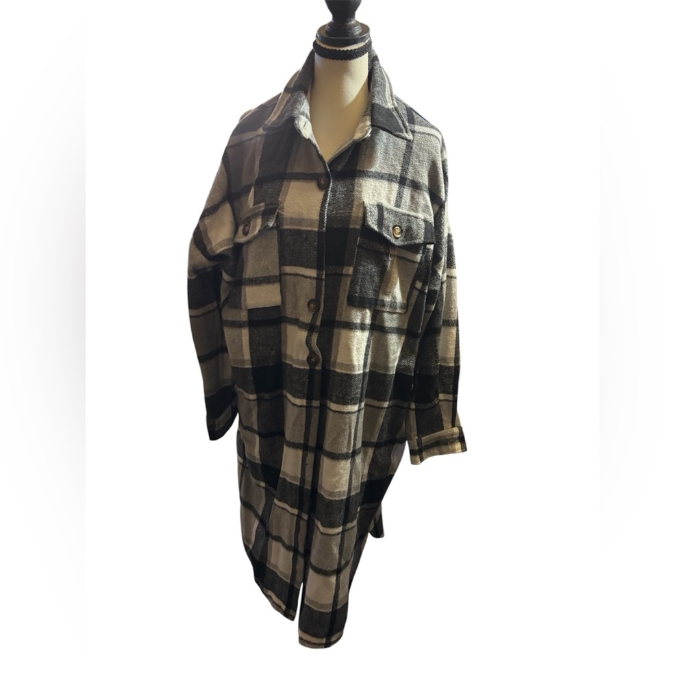 Plaid Button-Up Shirt Jacket
